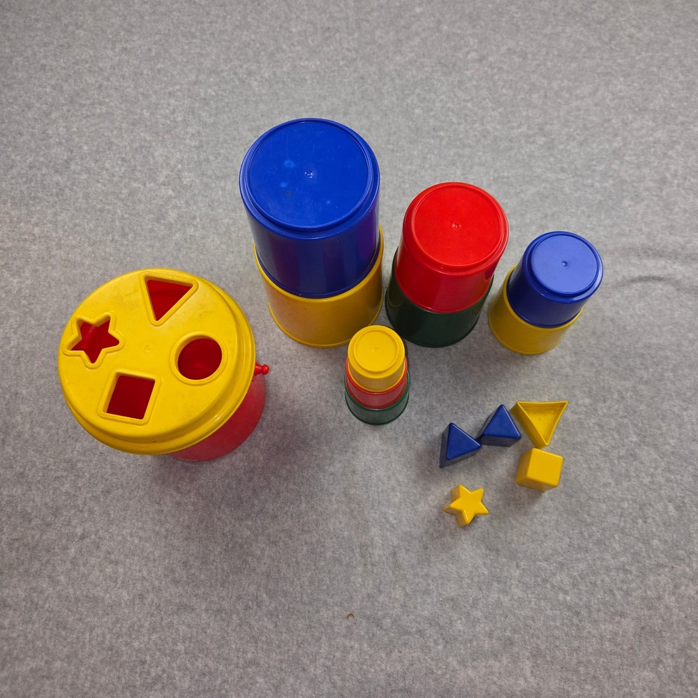 Vintage Tupperware Toy Set Stacking Nesting Cups Shape Sorter Blocks Primary